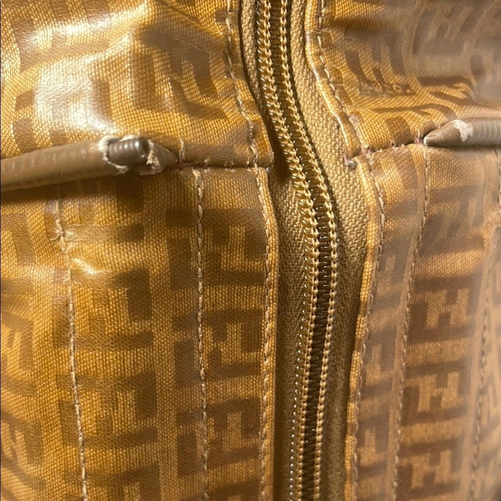 Fendi Zucca 48h Boston Brown Duffel Travel Bag with Monogram Design Unisex As Is - Picture 10 of 13